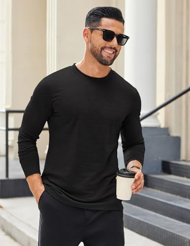 COOFANDY Mens Long Sleeve T Shirts Crew Neck Casual Basic Tee Shirt Lightweight Pullover Shirts2
