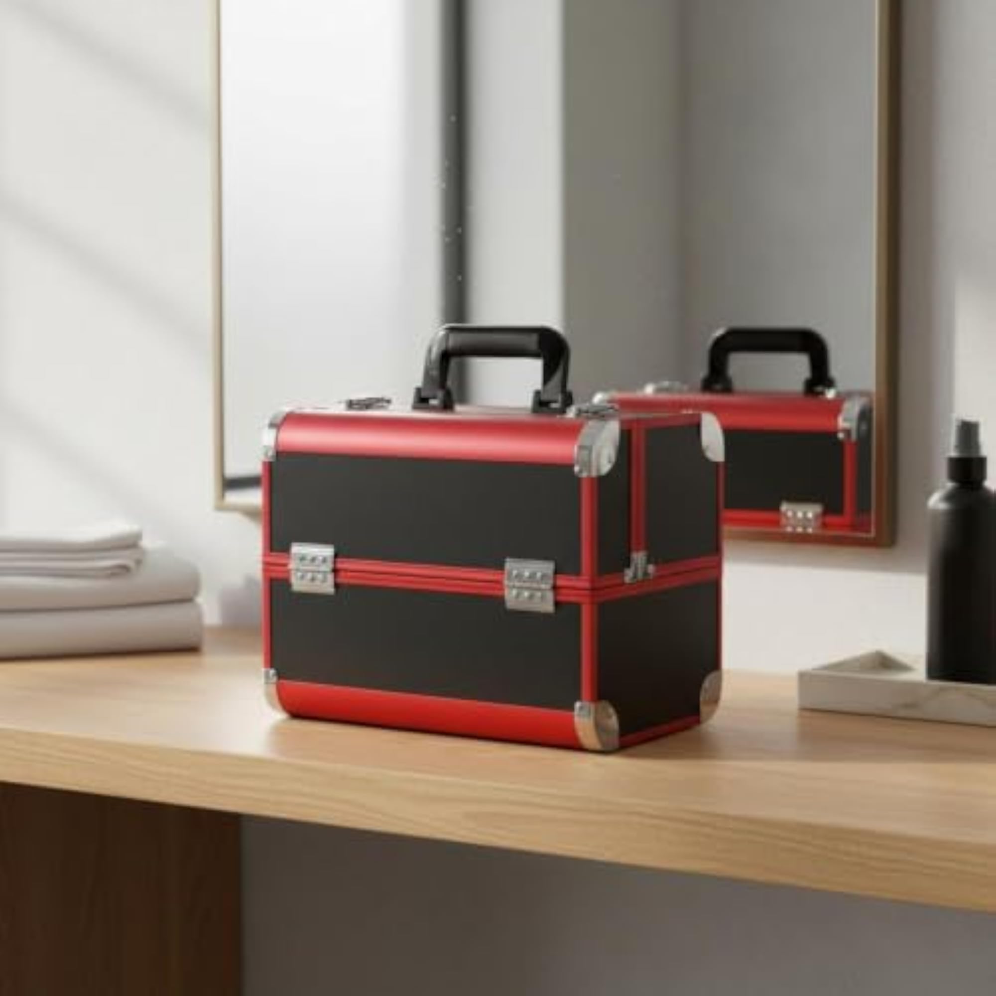 Aluminum Makeup Case Hard Shell Professional Beauty Lockable Portable