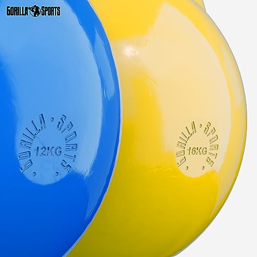 Foto von GORILLA SPORTS® Kettlebell Competition - Gewicht 8 kg bis 40 kg, Bodenschonende, aus Massivstahlguss, in 9 Farben - Wettkampf Kugelhantel, Schwunghantel, Kugelgewichte, für Fitness, Krafttraining, Gym