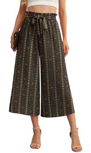 Image of IWOLLENCE Women Flowy Loose Wide Leg Pant Summer Beach Casual Trousers high Waist Adjustable Knot Business Work Casual Pants