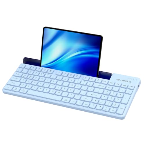 Image of Amkette Optimus 2 Multi-Device Wireless Keyboard /Bluetooth Keyboard, Connect 4 Devices, Professional Grade-Low-Profile Keys, Rechargeable USB-C, Built-in Device Dock, Windows /macOS /Android /iOS