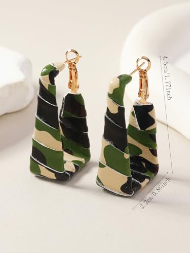 Chunky Leopard Leather Earrings Bohemia Camouflage Leather Dangle Earrings Chunky Rectangle Black White Zebra Print Earring Handmade Vintage Faux Leathers Statement Earring Boho Style Jewelry3