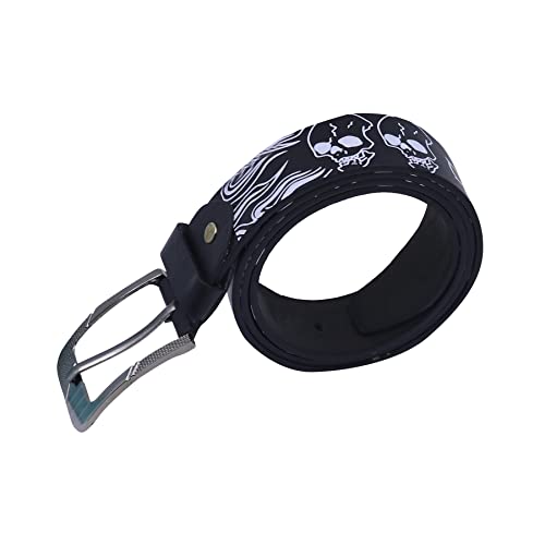 AIBEARTY Punk Skull Skeleton Pattern Pin Buckle Belt Gothic Casual Pu Leather Waistband for Women Men3