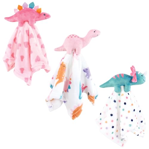Image of Hudson Baby Unisex Baby Animal Face Security Blanket, Cute-A-Saurus 3-Pack, One Size