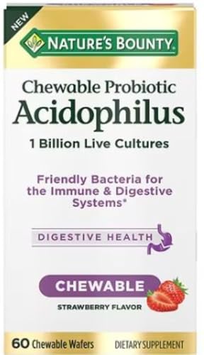 Nature's Bounty - Nature's Bounty Chewable Wafer Probiotic Acidophilus with 1 Billion Live Cultures Strawberry, 60.0 ea