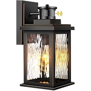VIANIS Motion Sensor Outdoor Light Wall Mount, Black Exterior Light Fixture