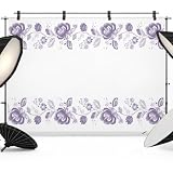 Purple Roses Backdrop 7x5ft Vintage Romantic Floral Leaf Pastoral Botanical Photography Backdrop Photoshoot Background Tapestry Banner for Birthday Baby Shower Decor Party Video Photo Studio Props