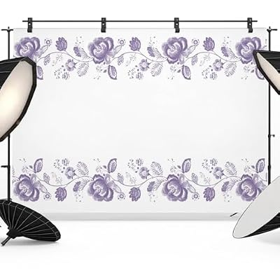 Purple Roses Backdrop 7x5ft Vintage Romantic Floral Leaf Pastoral Botanical Photography Backdrop Photoshoot Background Tapestry Banner for Birthday Baby Shower Decor Party Video Photo Studio Props