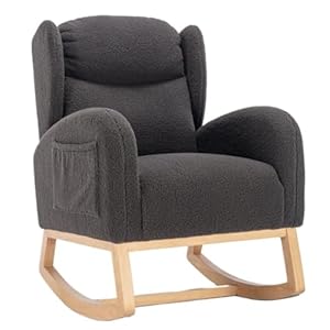 KUYCCSTRESI Schaukelstuhl mit Rückenlehne und Seitentasche