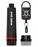Ghost Golf Magnetic Golf Club Brush with Water Reservoir & Shoe Brush - Dual Head Groove Cleaner, Nylon Bristle, Retractable Carabiner Clip - Golf Cleaning Tool for Irons, Wedges & Golf Shoe Cleats