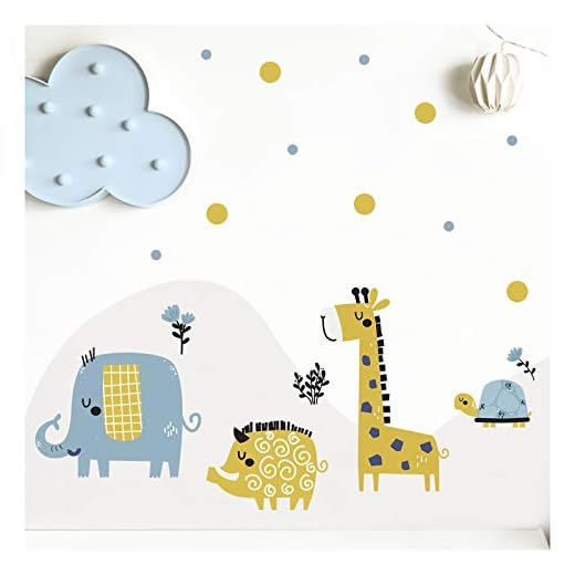 Little Deco Dekal safarisk giraff elefant I väggbild M – 96 x 40 cm (B x H) I gris sköldpadda väggtatuering pojke barnbilder babyrum väggklistermärken DL308A