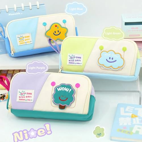 Image of Large Capacity Cute Aesthetic Pencil Case with multi ompartments, Multi-Pocket Pastel Pen Pouch Organizer with Zipper, Kawaii School Supplies Bag for Girls, (MULTI COLOR 3 DESIGN)(Pack of 1)