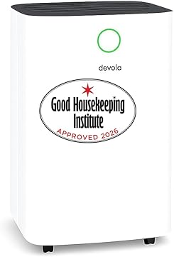 Devola 12L/day Low Energy Dehumidifier, Quiet & Energy Efficient (costs less than 5p per hour) Dehumidifiers for Home, Laundry Drying Dehumidifier, Dust Filter