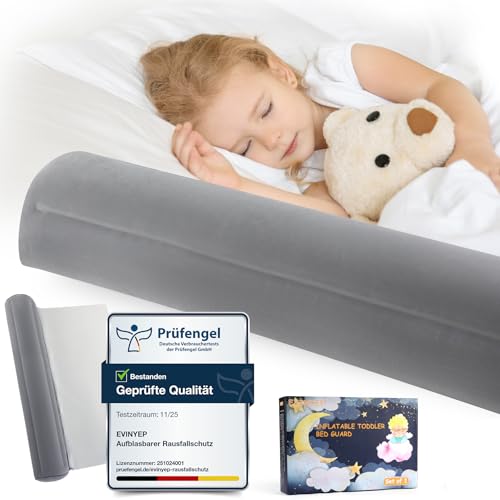 EVINYEP Upgrade Aufblasbarer Rausfallschutz, 130CM Tragbares Faltbares Bettgitter für Kinder, Rausfallschutz Bett Reise - Fallschutz, Passend für Kingsize/Einzel/Kinderbetten/Alle Betten