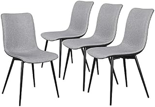 Yaheetech Dining Chairs Set of 4, Modern PU Kitchen Chairs with Fabric Linen