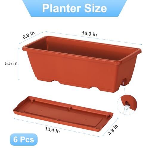 Eteli Railing Planter Box With Metal Hanging Brackets 6 Pack Adjustable Window Boxes Planters Balcony Deck Rail Planter Boxes For Flower Outdoor Indoor thumb #1