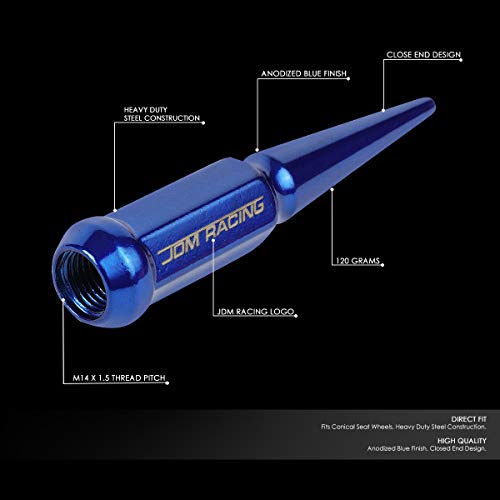 Image of DNA MOTORING LN-ZTL-9056-BL 24Pcs M14 x 1.5 23mm OD /112mm Height Close End Lug Nuts + Adapter, Blue