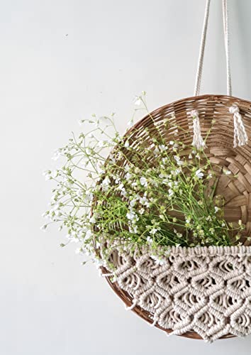 Image of Zippy Flora Tulip Macrame Cotton Basket for Decor, 11 Inch Diameter (Off-White) | Handmade Decorative Storage Basket | Stylish Organizer for Home, Living Room, Bedroom & Table Decor