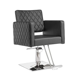 Black Hair Chair with Wide Seat Aluminium Alloy Footrest, Hydraulic Barber Chair Heavy Duty, Salon Chair for Hair Stylist, Styling Chair for Braiding Cosmetology Beauty Spa Hairdressing