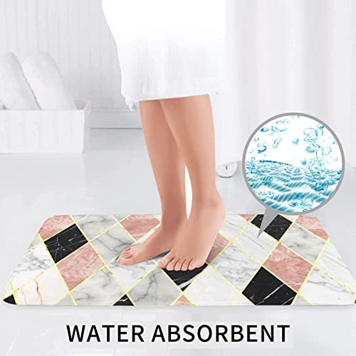 ARLTTH Badematte Mit Marmorstruktur, 3-teiliges Badezimmerteppich, Rutschfester Und Weicher, Saugfähiger Polyester-Teppich, U-förmiger Konturteppich Und Toilettendeckelbezug (rosa Marmor) – Bild 7