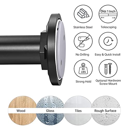 Briofox Matte Black Industrial Shower Curtain Rod - Never Rust Non-Slip 2-Way Mount Tension Curtain Rod - For Shower, Windows, Doorway, Closet, 42 To 72 Inch Stainless Steel #TOP3