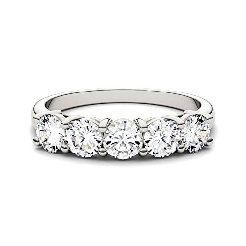 Charles & Colvard Created Moissanite 4mm Round Cut Wedding Band for Women | 1.15 cttw DEW | Lab Grown | Solid 14K White Gold with Rhodium4