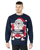 Hommes Adultes Nouveauté Nu Père Noël Joyeux Noël Pulls Chandail,Nu Santa Marine,L
