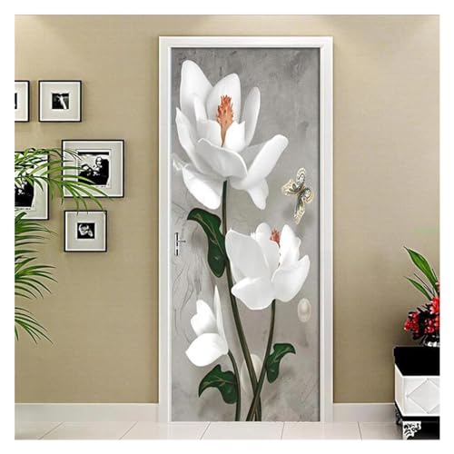 Sticker de porte PVC fleurs 3D pour rénover une porte abîmée sans peindre - 2