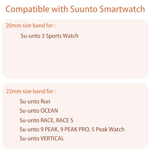 Compatible with SUUNTO Run bands, 20mm, 22mm Quick Release Stretchy Solo Loop Adjustable Nylon Replacement Straps Compatible with SUUNTO OCEAN, Run, RACE, RACE S, VERTICAL, 9 PEAK, 9 PEAK PRO, 5 Peak, 3 Smartwatch (Gray, 22mm size band)