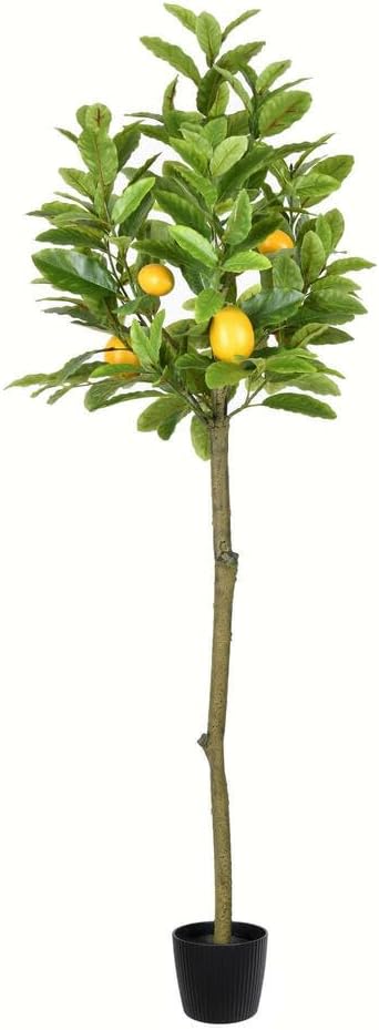 Vickerman Everyday 3' Tall Artificial Potted Lemon Tree with 4 Lemons - Premium Lifelike Faux Plant for Home or Office Decor - Maintenance Free Lemon Tree