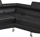 Poundex Sectional Sofa, Black #3