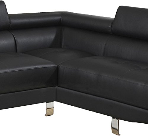 Poundex Sectional Sofa, Black