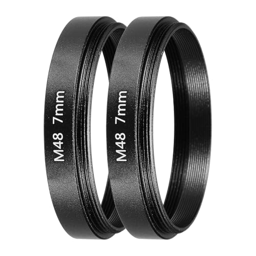 Anillo Adaptador para Telescopio PATIKIL de 7 mm, Tubo de Extensión con Rosca M48 x 0.75 mm en Ambos Extremos, Fabricado en Aleación de Aluminio, Negro, 2 Piezas miniatura 1