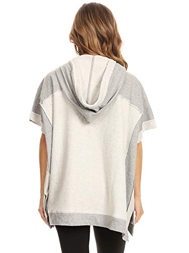 Anna-Kaci Womens Oversized Short Sleeve Knit Maternity Nursing Hoodie Basic Lightweight Baggy Pullover Postpartum Sweatshirt, Grey, X-Large #TOP1