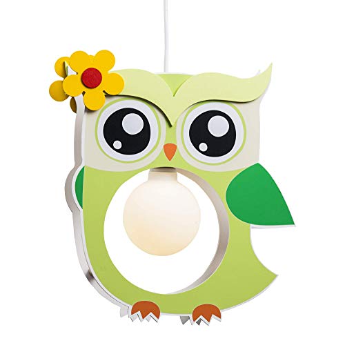 Preisvergleich Produktbild Elobra Kinderlampe Deckenleuchte Hängeleuchte Eule, Kinderzimmer, Holz, lindgrün, A