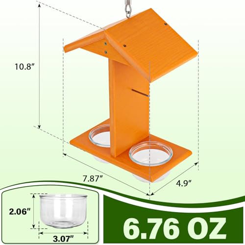 Gbekery Oriole Feeders for Outdoors Hanging,All-in-One Recycled Plastic Oriole Feeder with Two Removable Glass Cups Jelly or Jam, Fruit, Nectar or Seed for Orioles,Orange,1 Pack by Gbekery - Used condition - Image 2