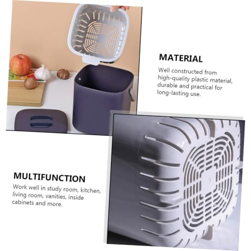 Caneca de basura portátil con tapa para cocina, plástico, morado miniatura 3