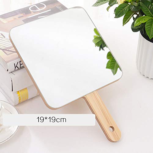 Tof&Hamy Handheld Travel Mirror With Handle, Dressing Table Mirror, Wood Handheld Plain Mirror, Square And Round, Cosmetic Salon Makeup Hand Mirror For Professional Barbers And Hairdressers,19 * 19Cm #TOP7