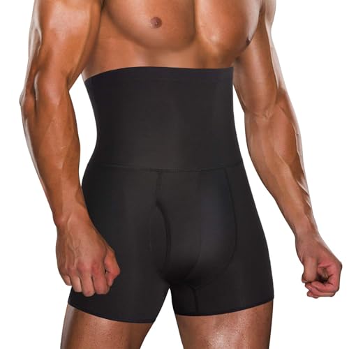 Bingrong Fajas Pantalones Braga Moldeadora Abdomen Hombre Boxers Calzoncillos Moldeador Orificio Fitness Ropa Interior Negra Elástico Shapewear for Men Faja Reductora (Negro, X-Large)