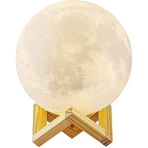 Lampada Luna 3D Stampata, ALED LIGHT Piena Lampada Moon Luna con Diametro 15cm, 3 Colori, Ricarica USB Decorativo LED Luce Notturna Toccare il Controllo, Decoro per Stanza Letto Mood Light per Camera