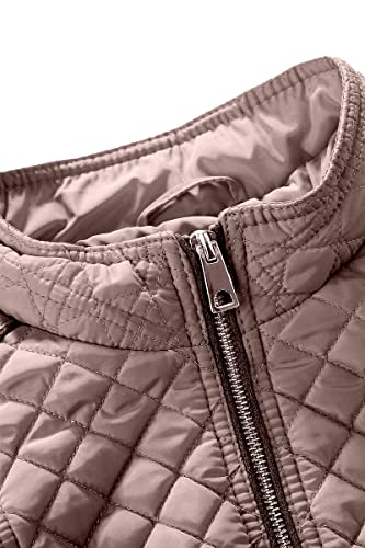 Bellivera Women Stand Collar Lightweight Quilted Puffer Jacket, Womens Spring Fall Clothes Winter Padded Coat 087 Pink M #TOP3