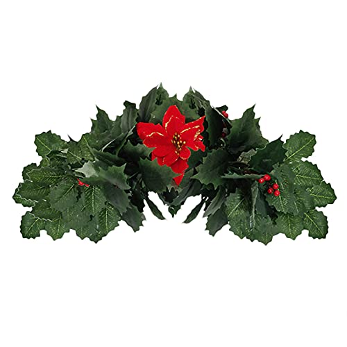 TIAVNTD Artificial Christmas Swag,Floral Swag with Poinsettia Flower Christmas Wreath Garland for Mirror Home Wedding Party Door Lintel Decoration