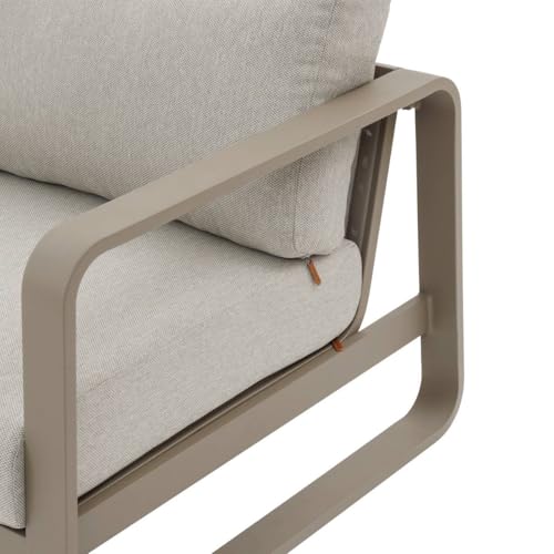 Fauteuil de salon de jardin Domilly café aluminium et oléfine Hespéride - vue 6