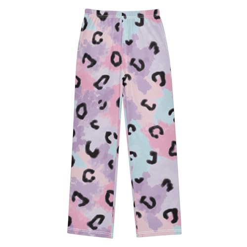 Leopard Color Boys Pants Boys Athletic Pants Long Pant for Boywith Pockets Wide-Leg Size 6-14Y