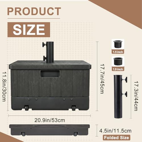 T&Jero 3-in-1 Heavy Duty Patio Umbrella Base Planter Box with Wheels, Black by T&Jero - Used condition - Image 3