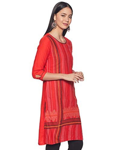 Image of Rangriti Coral Poly Cotton Straight Kurta for Women