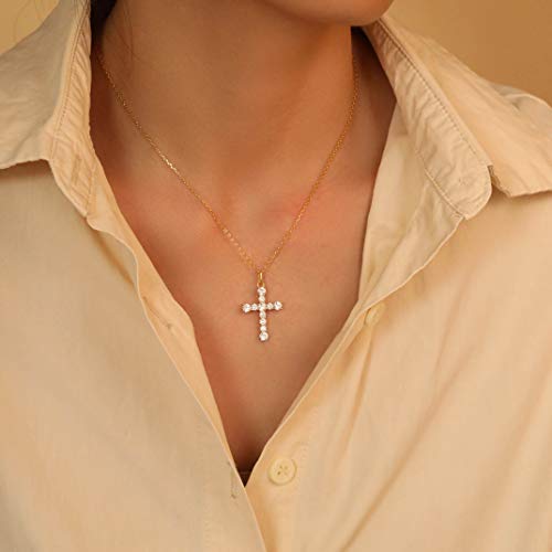 S.Leaf Cross Necklace for Women Gold Diamond Cross Necklaces for Women Sterling Silver Cross Pendant Necklaces for Women Birthday Anniversary4