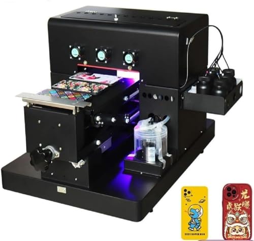 SHENGJINSH Imprimante UV A4 Multifonction Jet d'encre A4 UV Couleur Printer 16.5x30CM UV Imprimante avec Rotation pour Bouteilles/Papier/étui de téléphone/PVC/Plastique/Bois/métal/Cuir/Silicone etc