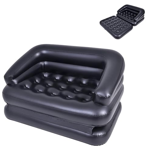Outraveler Inflatable Couch Air Sofa Bed, Blow Up Mattress for Camping Waterproof, Black