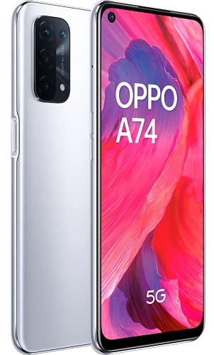 OPPO-A74-5G-Pantalla-649-FHD-90Hz-6-GB-RAM-128-GB-Almacenamiento-Qualcomm-Snapdragon-480-5G-Cuadruple-camara-48822-MP-5000-mAh-con-Carga-rapida-de-18-W-Plata-Version-ESPT